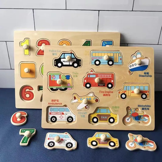 Children Wooden Puzzle Montessori Toys For Baby 1 to 2 3 Years Old Kids Hand Grab Board Educational Learning Matching Games